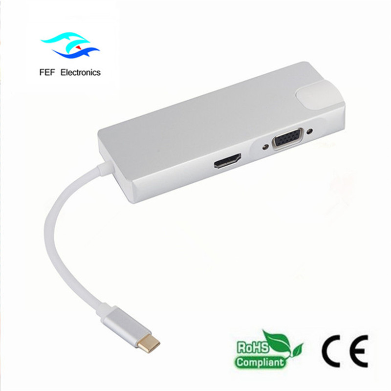 USB tip c / HDMI Femelă + VGA Femel + 2 * USB3.0 Femelă + SD + TF + PD Carcasă metalică