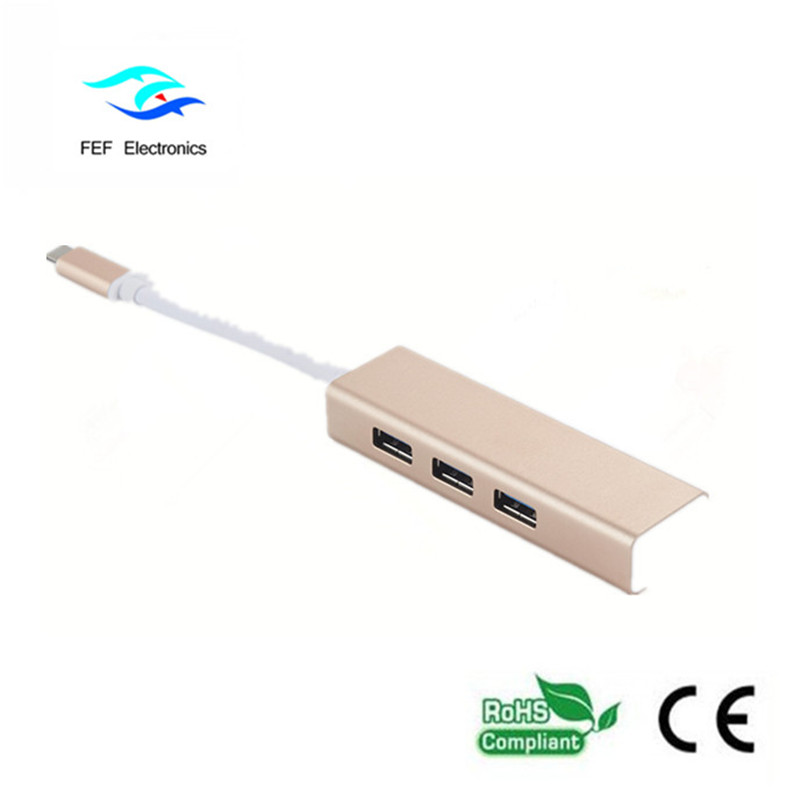 USB 3.1 tip c la RG45 Gigabit Ethernet + 3 * USB2.0 femelă ABS carcasă Cod: FEF-USBIC-016