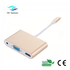 mini displayport / USB 3.1 tip c la HDMI + VGA feminin + audio Cod: FEF-DPIC-016