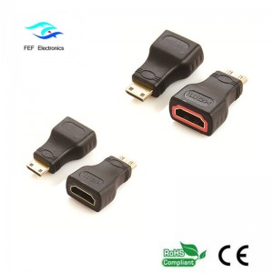 HDMI femelă - mini adaptor mascul HDMI placat cu aur / nichel Cod: FEF-H-022