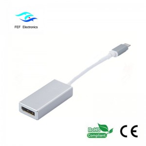USB TYPE-C la Displayport convertor feminin Carcasă metalică Cod: FEF-USBIC-004