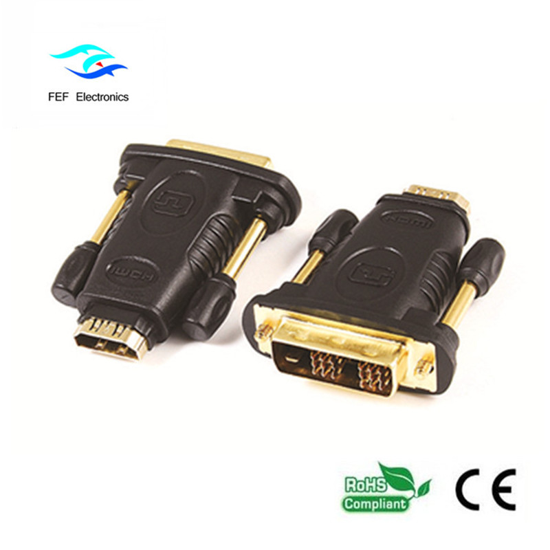 DVI (24 + 1) adaptor mascul / HDMI feminin aur / nichel Cod: FEF-HD-005