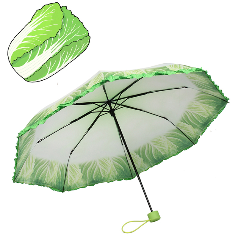 Ulei de varză cu imprimeu digital umbrelă specială unică de ploaie 3 umbrele deschise manual