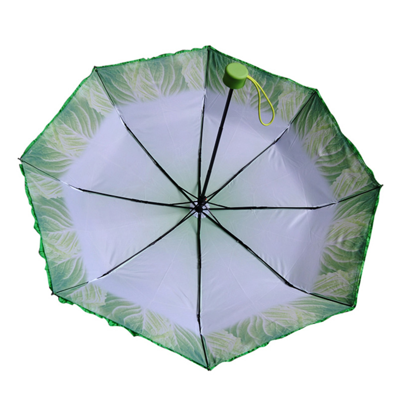 Ulei de varză cu imprimeu digital umbrelă specială unică de ploaie 3 umbrele deschise manual