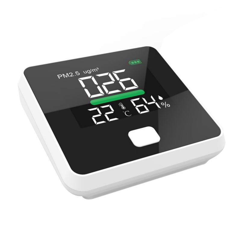 Monitor de poluare a calității aerului, Detector de praf, Contor de temperatură și umiditate, Senzor, Tester; Detectează PM2.5 / PM10 / PM1.0 Micron praf, testează în interior TVOC Gaz compus organic volatil