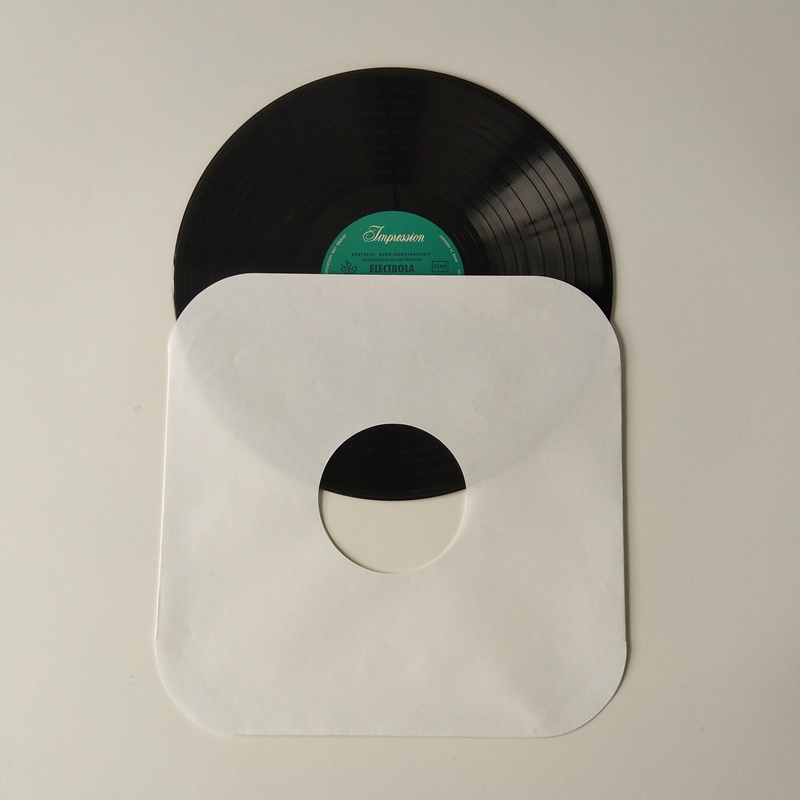 12 Hârtie Albă Manșon Record LP 33 RPM Colțuri rotunde cu gaură