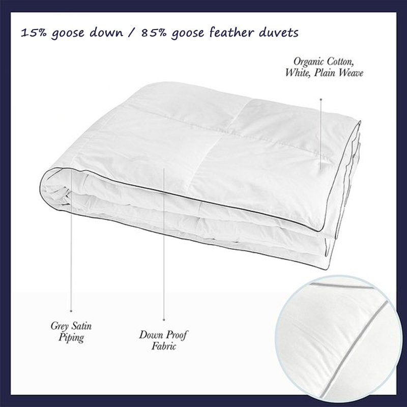 85/15 Duvet de gâscă în interior cu construcție de cutii mici