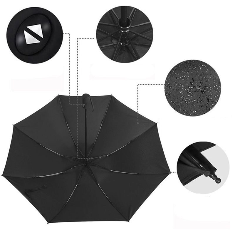 8 coaste umbrelă acoperire hidrofobă cutom Impermeabil 3 rabatabile AOAC umbrela ploaie inversă
