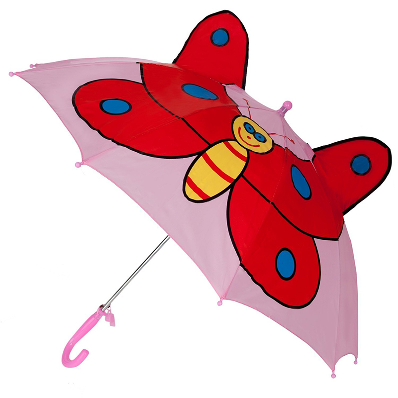 Top vânzare publicitate roz fluture imagini animale copii personalizate deschise drept umbrelă