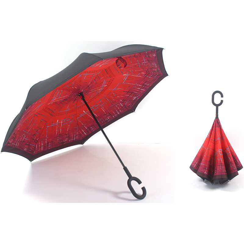 Umbrelă dreaptă cu cap de sus de 23 inci cu închidere inversă