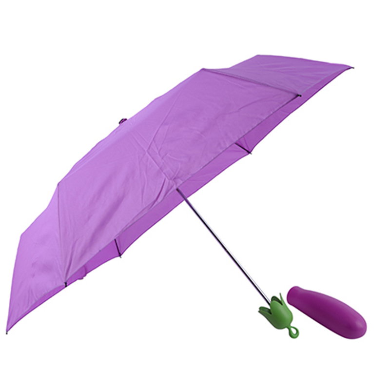 Umbrelă ieftină chineză Vinete mică 3 pliante cu legume pliante speciale