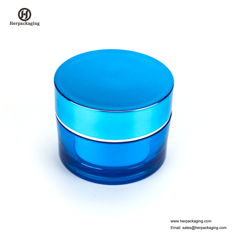 HXL212 Rotund Gol Golit Albastru Cosmetic Jar pentru perete dublu Recipient pentru îngrijirea pielii
