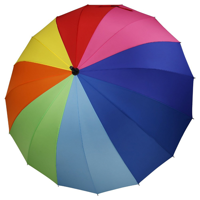 16 coaste curcubeu cadouri companie cadouri metalice umbrelă umbrelă dreaptă cu funcție de deschidere automată