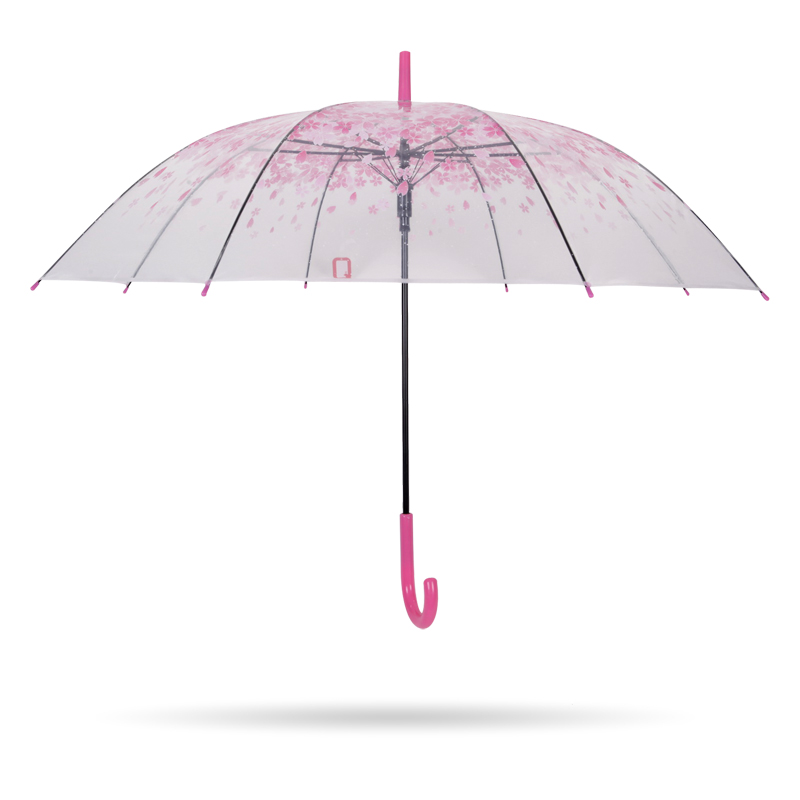 roz sakura 23 '' 8k plastic deschis auto J mâner transparent poe drept umbrela