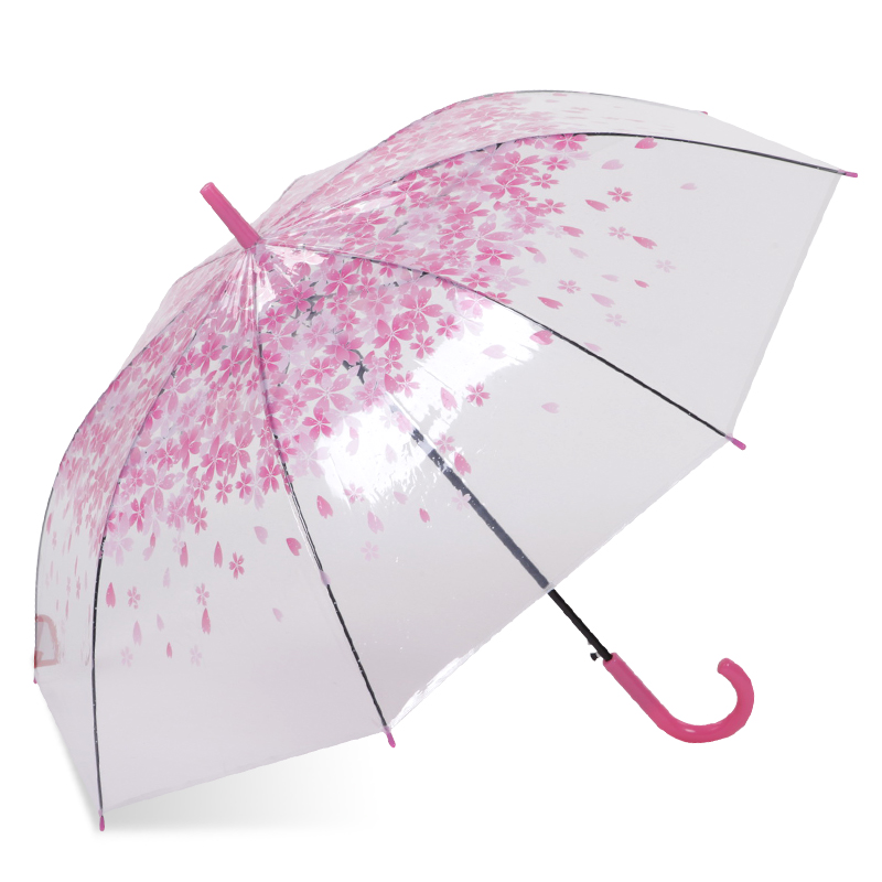 roz sakura 23 '' 8k plastic deschis auto J mâner transparent poe drept umbrela