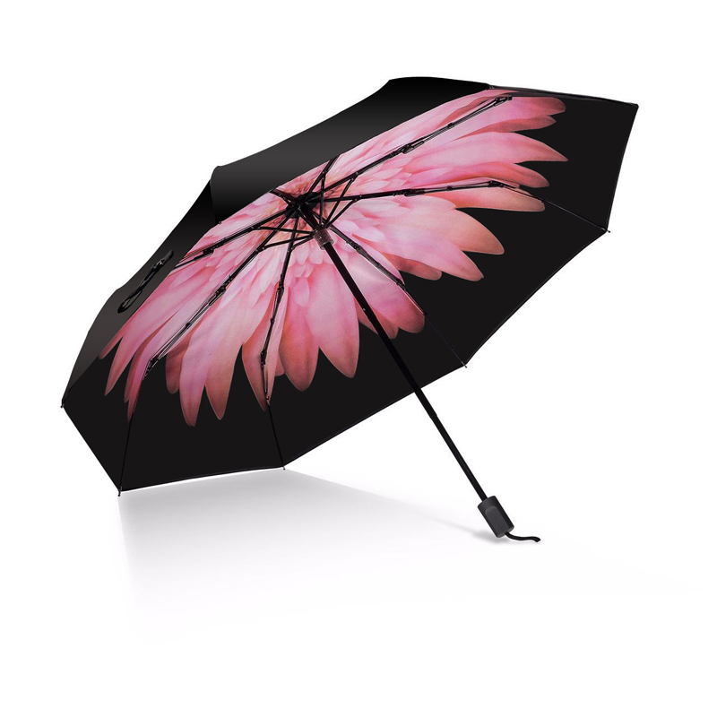 floare din interior cu imprimeu negru anti UV plia umbrelă