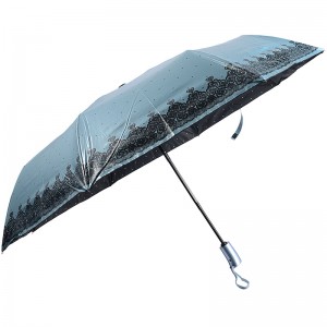 Umbrelă de protecție solară de acoperire neagră, cu imprimeu de design fotografic 3 umbrele pliante