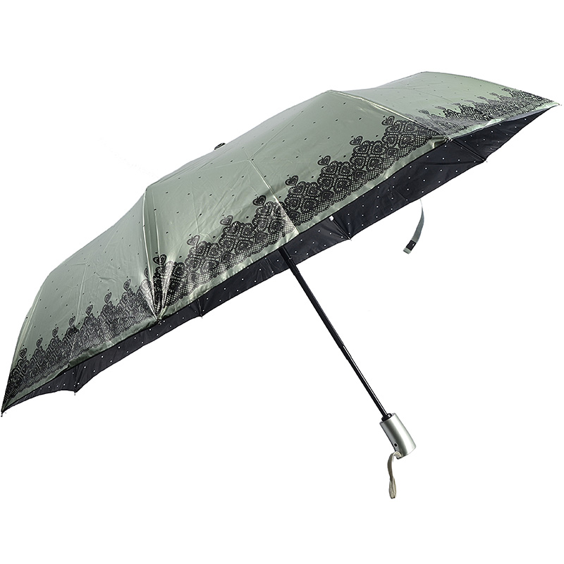 Umbrelă din material de acoperire UV cu culoare verde, cu umbrelă completă cu funcție automată de 3 ori