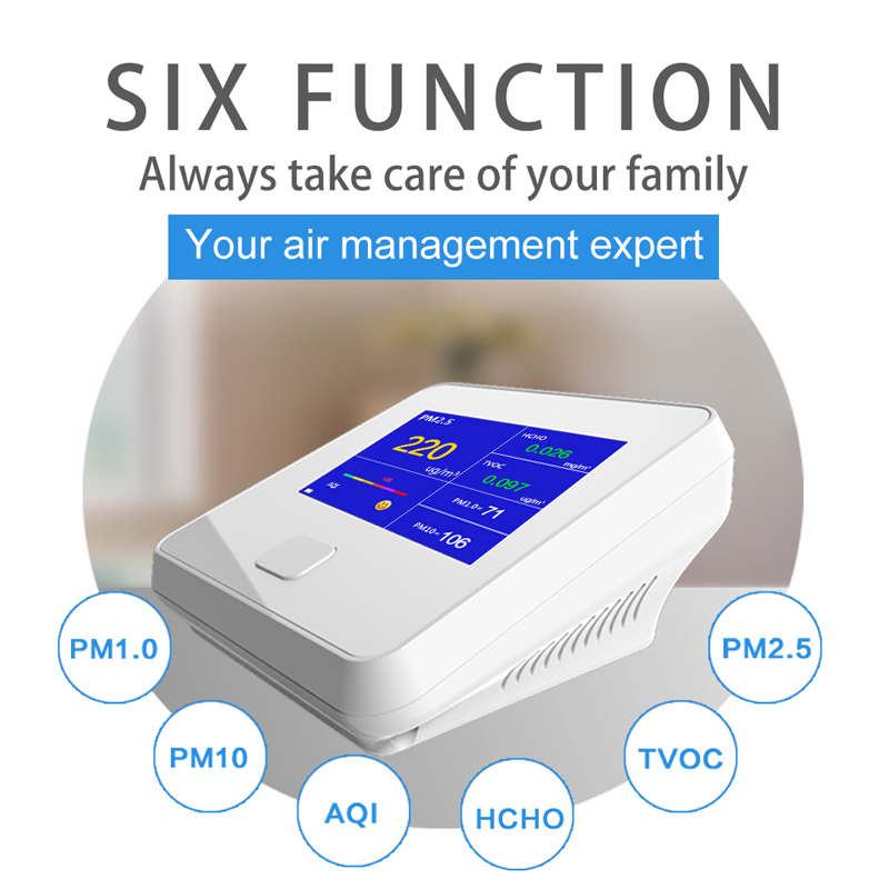 Monitor de calitate a aerului Analizor digital PM2.5 interior pentru interior TVOC HCHO AQI PM10 Tester Analizoare de aer cu baterie reîncărcabilă