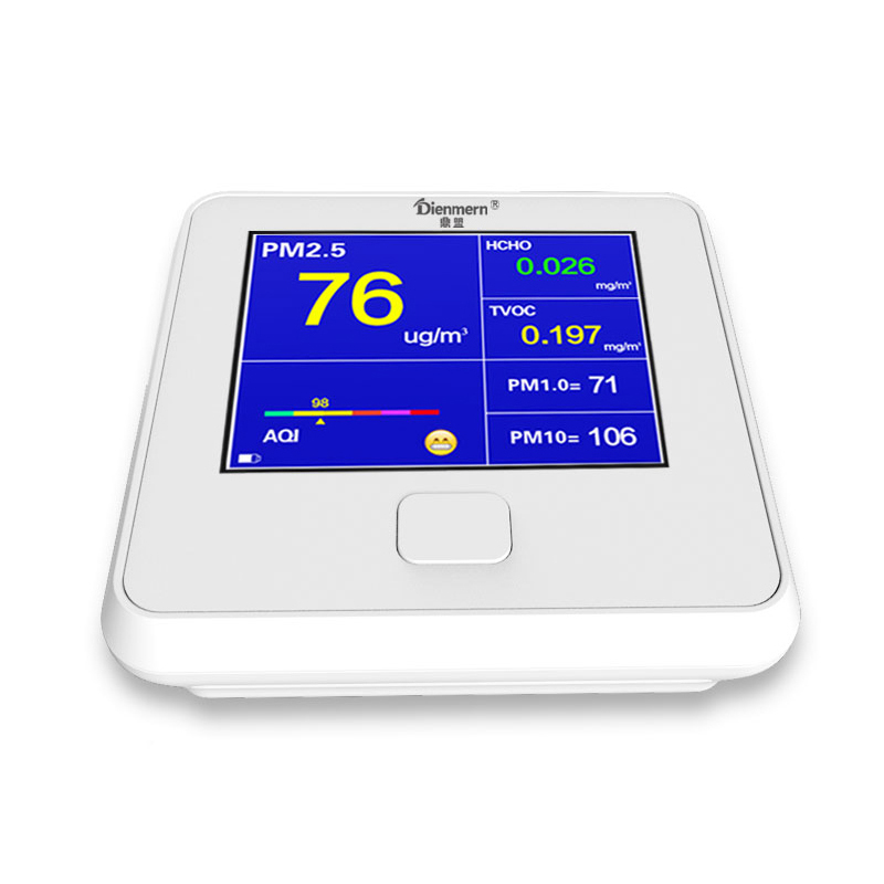 Detector de calitate Dienmern DM103 pentru PM2.5 + HCHO + TVOC + AQI + PM1.0 + PM10