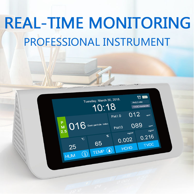 Dienmer Detector de aer multifuncțional Senzor de gaz portabil Calibrare inteligentă PM2.5 PM10 PM1.0 Analizor de gaz HCHO Monitorul calității aerului