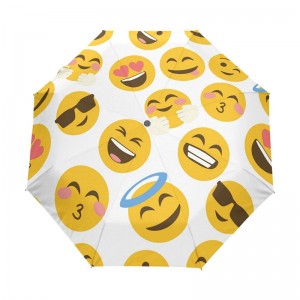 Tipărire personalizată ieftină minunată Emoji umbrelă automată completă 3 pliere