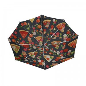 Pizza tipar amuzant Cadouri promoționale articol logo personalizat print 3 fold umbrele auto deschise și auto închise