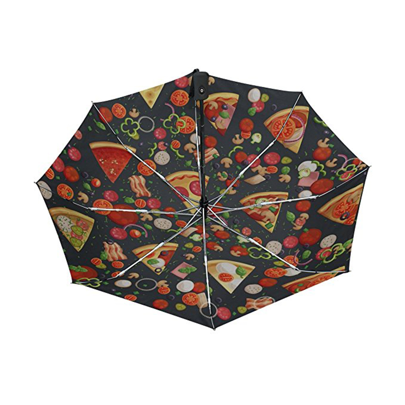 Pizza tipar amuzant Cadouri promoționale articol logo personalizat print 3 fold umbrele auto deschise și auto închise