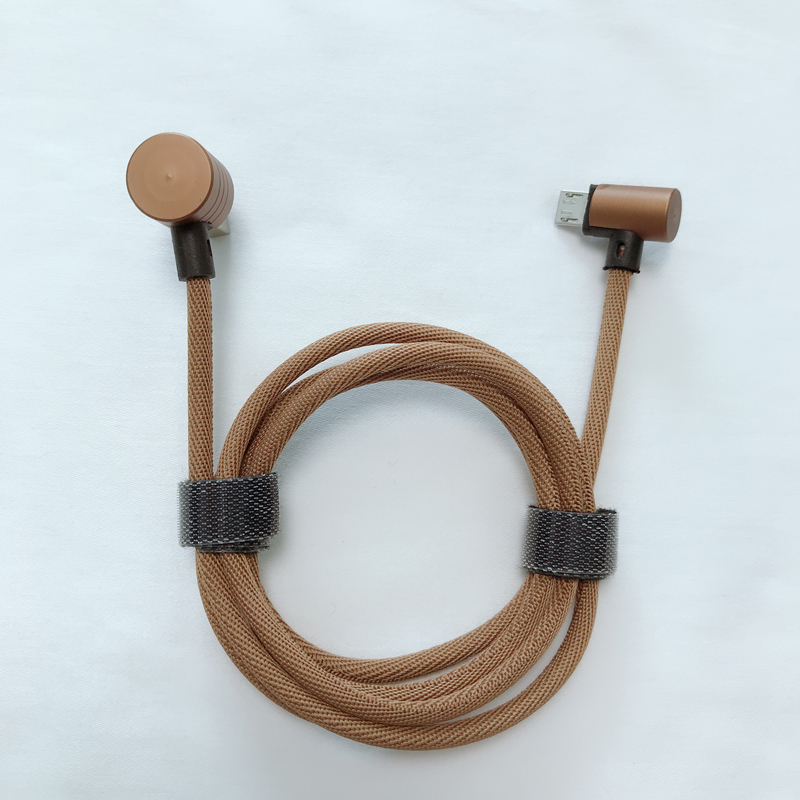 Încărcare rapidă cu unghi drept drept dublu împletit Micro-cablu de date USB 2.0