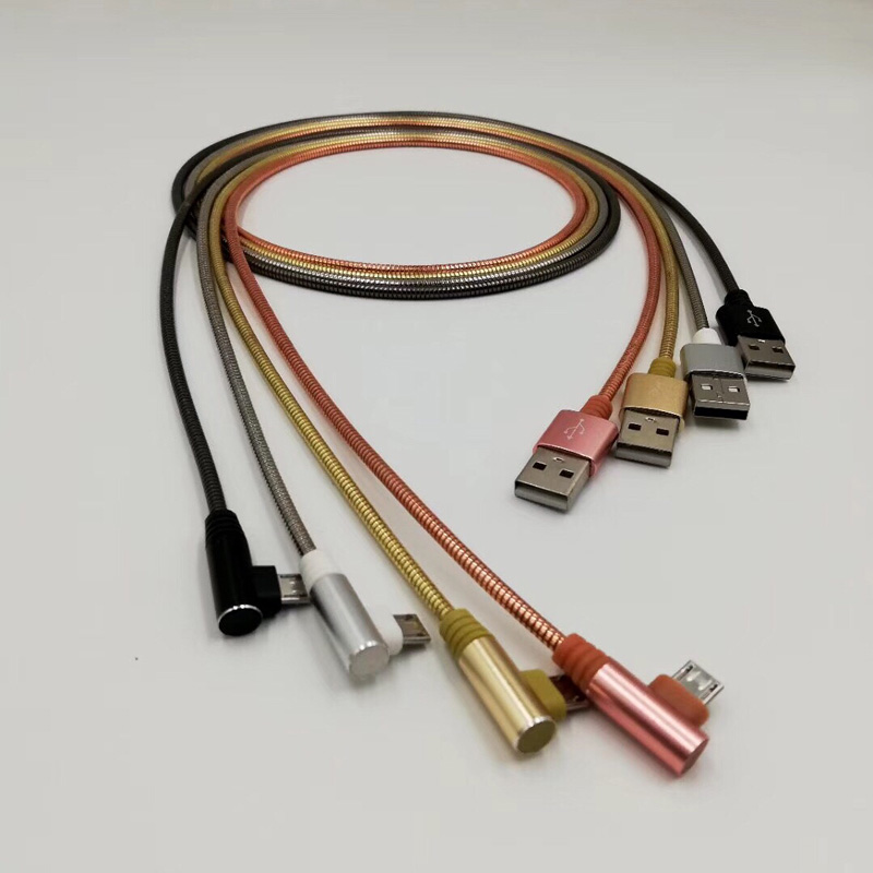 Cablu de tub metalic USB 2.0 Încărcare carcasă rotundă din aluminiu Cablu USB pentru micro USB, tip C, încărcare de fulgere iPhone și sincronizare
