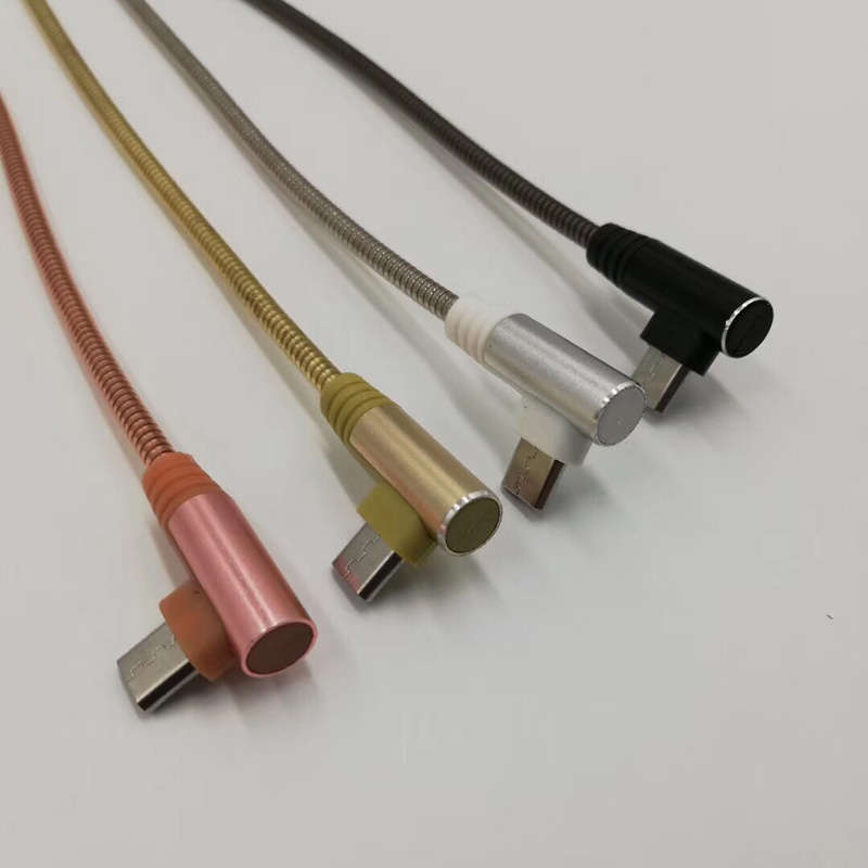 Cablu de tub metalic USB 2.0 Încărcare carcasă rotundă din aluminiu Cablu USB pentru micro USB, tip C, încărcare de fulgere iPhone și sincronizare