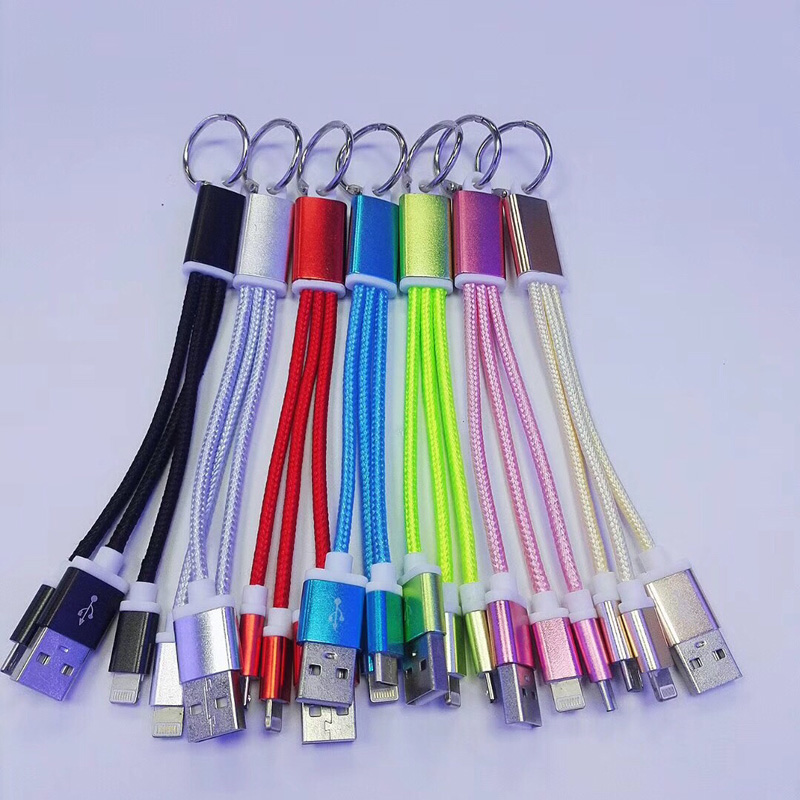 cu inel 2 IN 1 cablu împletit Încărcare carcasă rotundă din aluminiu USB 2.0 Micro pentru fulger Cablu de date USB USB
