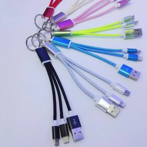 cu inel 2 IN 1 cablu împletit Încărcare carcasă rotundă din aluminiu USB 2.0 Micro pentru fulger Cablu de date USB USB