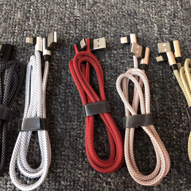 Cablu de date împletit Cablu USB de aluminiu rotund pentru încărcare rapidă pentru micro USB, tip C, încărcare de fulgere iPhone și sincronizare