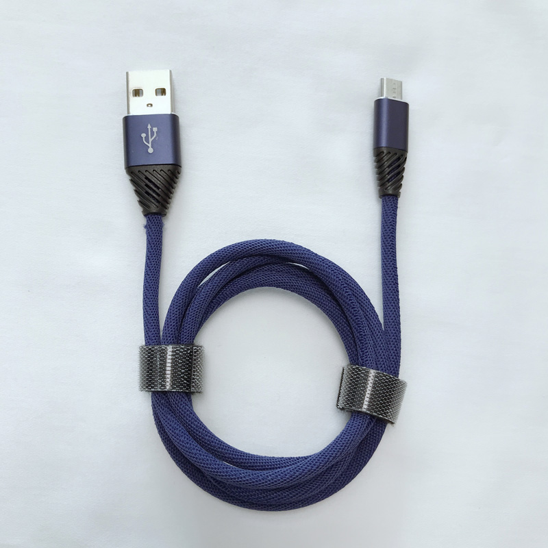 Împletit încărcarea rapidă rotundă din aluminiu carcasă flexibilă îndoirea cablului de date USB pentru micro USB, tip C, încărcarea fulgerului pentru iPhone și sincronizarea