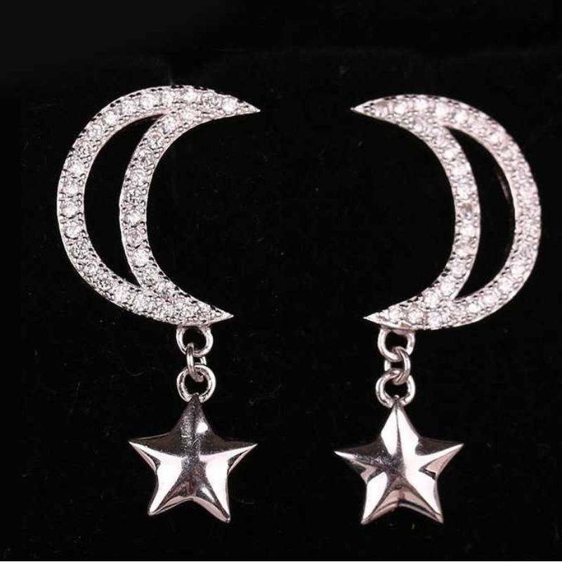S925 Cercei floare auto Tremella Ornament Star Cercei de moda Zircon încorporat
