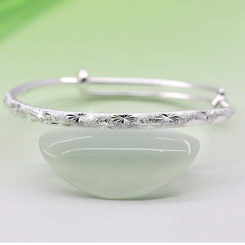 999 Brățară de argint cu stea completă, stil feminin, simplu, rotund, tub rotund, brățat de mână