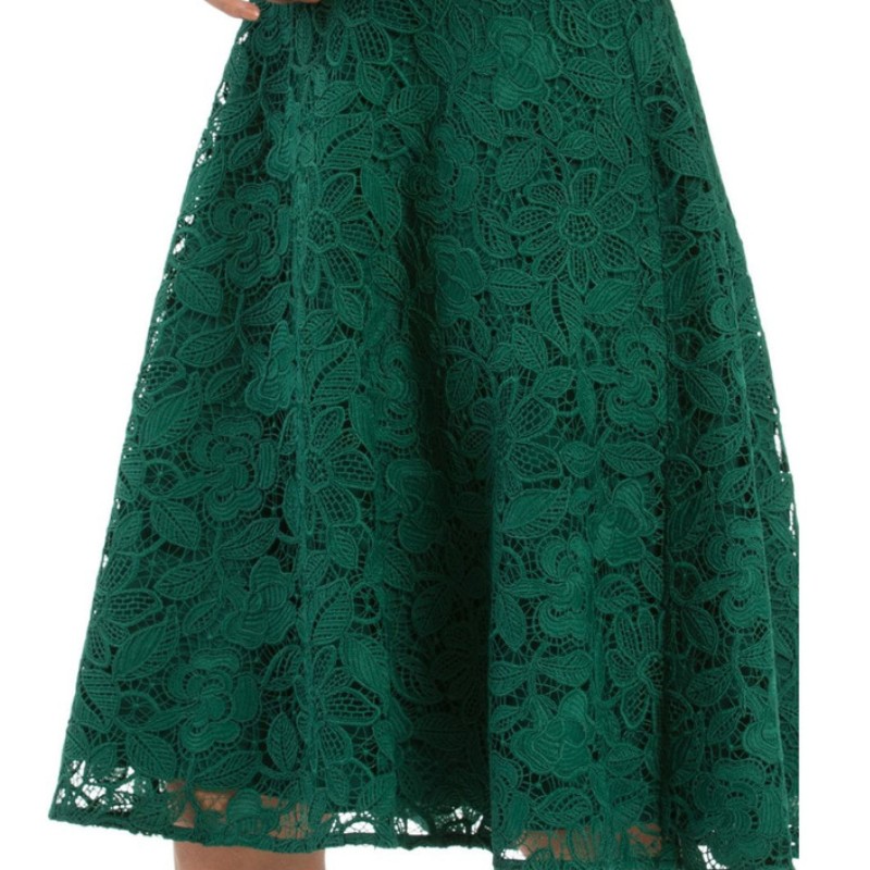 Rochie din dantelă midi verde fără mâneci dama