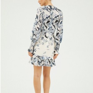 2022 Vanilie cu maneci lungi Mini Imprimare rochie pentru Lady