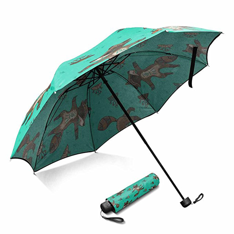 Producător din China mâner ușor din plastic desen animat auto deschis personalizat tipărit 3 umbrelă pliabilă