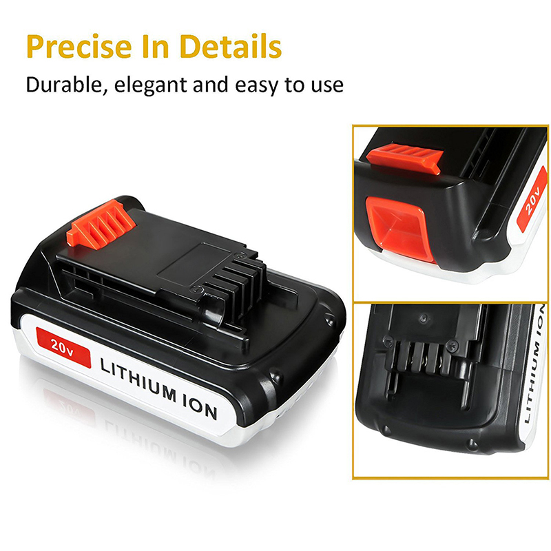 Baterii fără fir pentru înlocuirea Li-ion 2000mAh 20V pentru Black u0026 Decker LB20, LBX20, LBX4020, LB2X4020