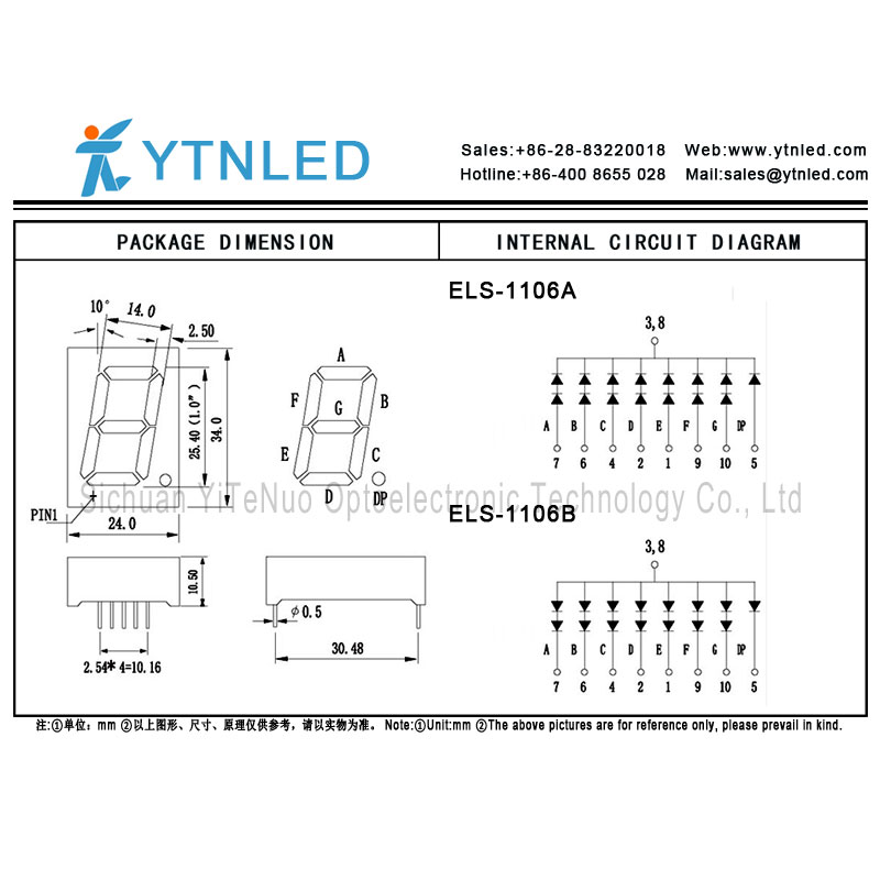 Afișaj LED de 1 inch roșu de 1 cifră 7 segmente, tub digital