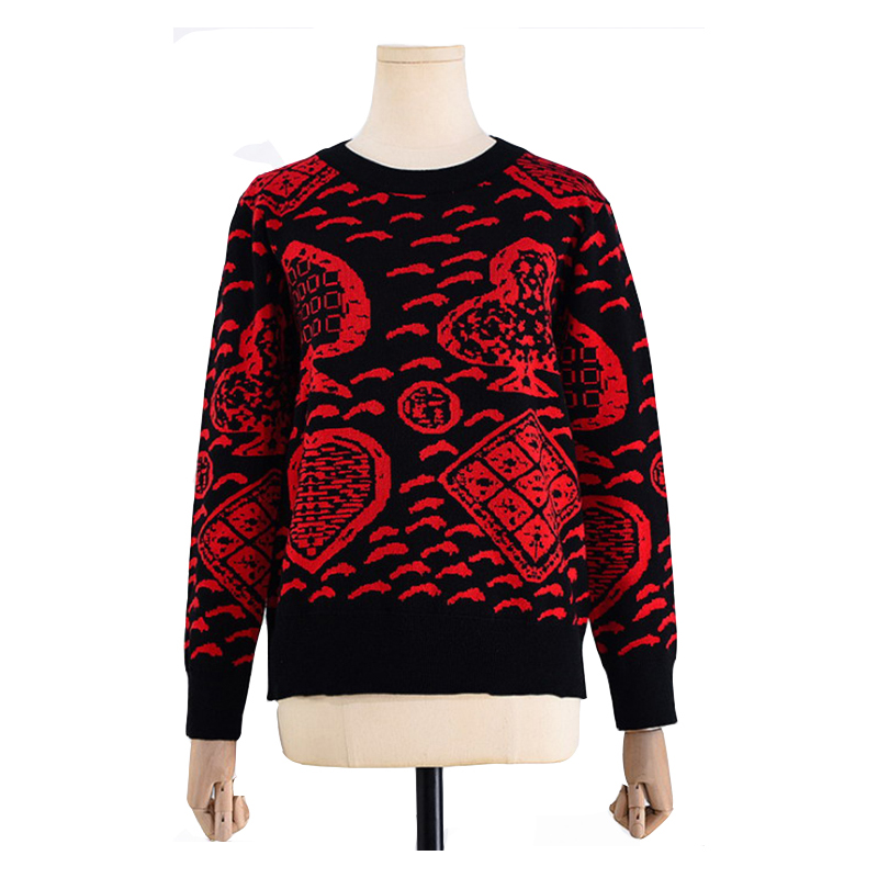 Pulover tricotat Spun Cotton Poker Jacquard în stoc Pulovere personalizat cu tricou cu pulover
