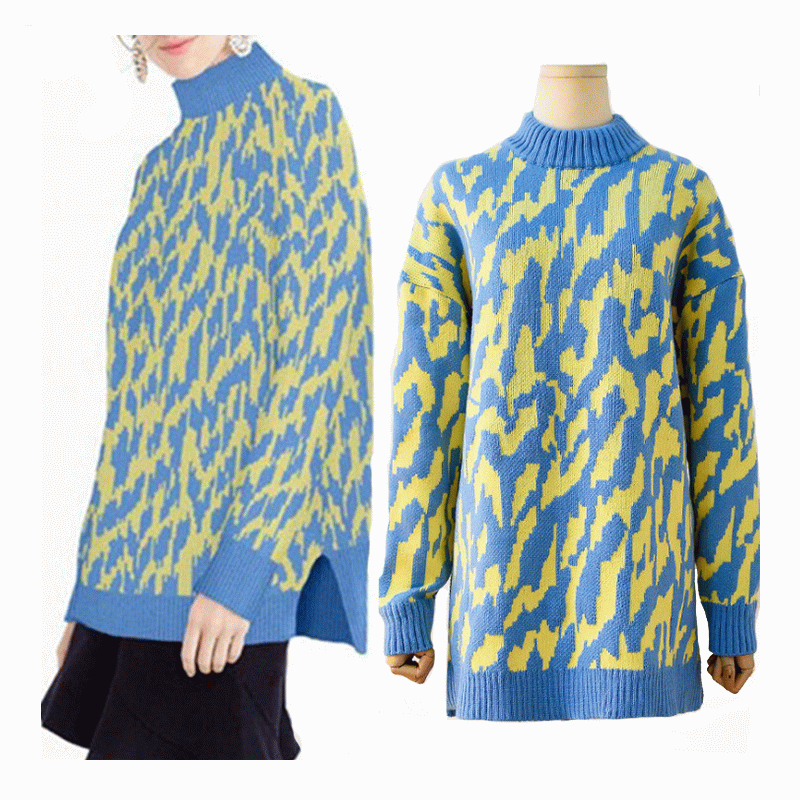 Plus dimensiunea corp lung Angora lână val ondulat jacquard gros gros cald rochie pulover