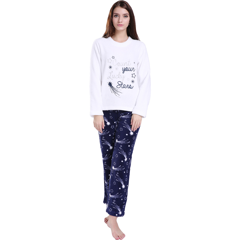 Set de pijama din broderie cu imprimeu pentru femei cu broderie