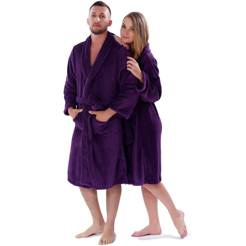 Robe din îmbrăcăminte de culoare solidă pentru bărbați Femei halate de baie din pijama