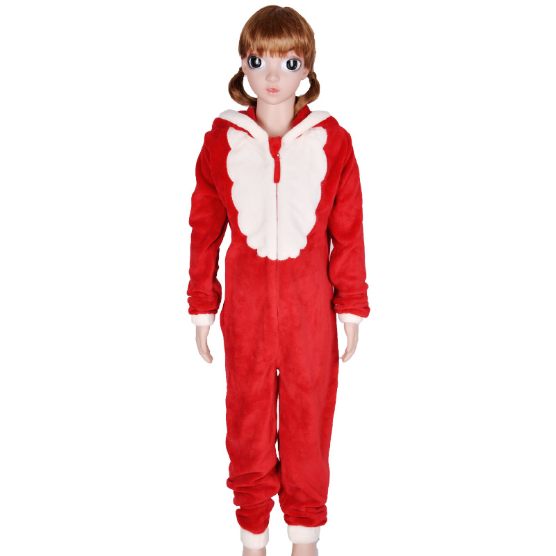Costum de Crăciun cu glugă pentru copii din coral fleece