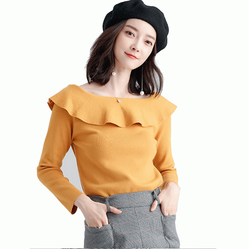 Pulover tricotat 100% din bumbac cu guler din tricot
