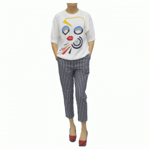 Pulover roșu personalizat cu buze Jacquard de vară