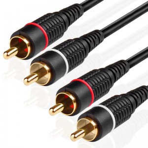 Duală RCA Plug M / M 2 canale (dreapta și stânga) Placate cu aur RCA cu ecran blindat dual către RCA Masculin negru